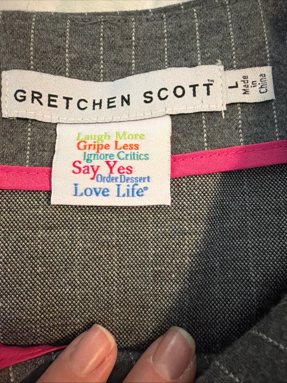 Gretchen Scott Bantau Dress Gray Pinstripe Classy Elegant Pencil L Stretch - Picture 4 of 8